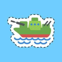 Cutting line sticker battle ship. Military elements. Good for prints, posters, logo, infographics, etc. vector