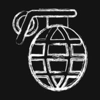 Icon grenade. Military elements. Icons in chalk style. Good for prints, posters, logo, infographics, etc. vector