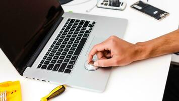 Concept of diagnostic. Stethoscope and laptop photo