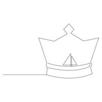 King crown Continuous one line vector art drawing and illustration