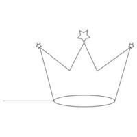 King crown Continuous one line vector art drawing and illustration