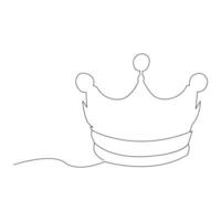 King crown Continuous one line vector art drawing and illustration