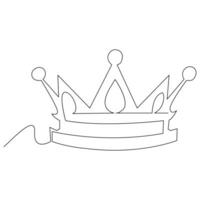 King crown Continuous one line vector art drawing and illustration