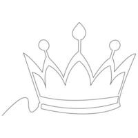 King crown Continuous one line vector art drawing and illustration