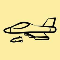 Icon fighter jet. Military elements. Icons in hand drawn style. Good for prints, posters, logo, infographics, etc. vector