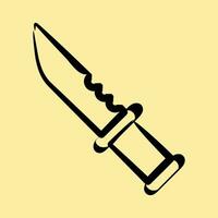 icono militar cuchillo. militar elementos. íconos en mano dibujado estilo. bueno para huellas dactilares, carteles, logo, infografía, etc. vector