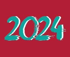 2024 Happy New Year Abstract Cyan And White Graphic Design Vector Logo Symbol Illustration With Pink Background