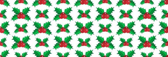 Christmas holly berry seamless pattern. vector