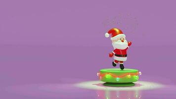 3d musical doos met de kerstman claus dans, glas transparant lamp slingers. vrolijk Kerstmis en gelukkig nieuw jaar video