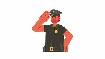 caucásico barbado policía oficial masculino 2d personaje animación video