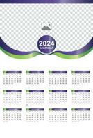 2024 Wall Calendar Template Design One Page vector