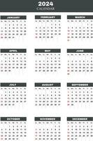 2024 Wall Calendar Minimal Design Template vector