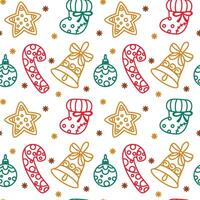 Christmas decorations. Seamless pattern on a white background. Vector. vector