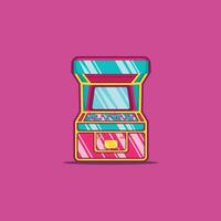 Retro arcade game machine vector icon illustration old video game cartoon premium flat design