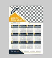 Modern professional 2024 wall calendar design, 1 page high-quality print-ready calendar vector template