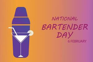 National Bartender Day. Shaker and cocktail illustration. Banner template design.Vector. vector