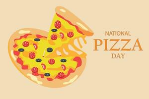 National Pizza Day celebrates February 9th. Banner with delicious large pizza for the whole family. Vector illustration.