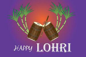 Lohri festival in Punjab, India. Bright illustration of Happy Lohri holiday. Vector image.