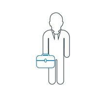 Businessman line Icon with briefcase on hand. Editable vector EPS.