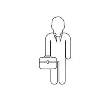 Businessman line Icon with briefcase on hand. Editable vector EPS.