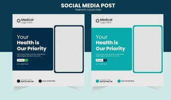 Medical healthcare social media post and web banner template vector