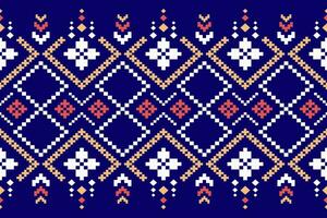 Indigo navy blue geometric traditional ethnic pattern Ikat seamless pattern abstract design for fabric print cloth dress carpet curtains and sarong Aztec African Indian Indonesian vector