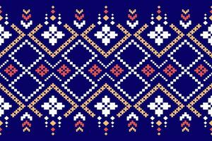 Indigo navy blue geometric traditional ethnic pattern Ikat seamless pattern abstract design for fabric print cloth dress carpet curtains and sarong Aztec African Indian Indonesian vector