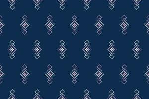 Indigo navy blue geometric traditional ethnic pattern Ikat seamless pattern border abstract design for fabric print cloth dress carpet curtains and sarong Aztec African Indian Indonesian vector