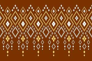 Orange vintages cross stitch traditional ethnic pattern paisley flower Ikat background abstract Aztec African Indonesian Indian seamless pattern for fabric print cloth dress carpet curtains and sarong vector