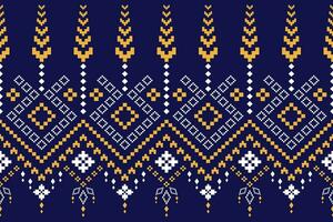 Indigo navy blue geometric traditional ethnic pattern Ikat seamless pattern abstract design for fabric print cloth dress carpet curtains and sarong Aztec African Indian Indonesian vector