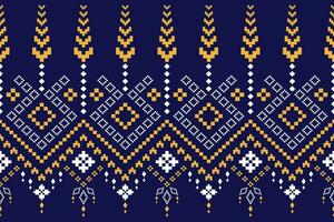 Indigo navy blue geometric traditional ethnic pattern Ikat seamless pattern abstract design for fabric print cloth dress carpet curtains and sarong Aztec African Indian Indonesian vector