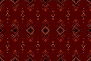 Red traditional ethnic pattern paisley flower Ikat background abstract Aztec African Indonesian Indian seamless pattern for fabric print cloth dress carpet curtains and sarong vector