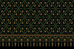 Green Cross stitch colorful geometric traditional ethnic pattern Ikat seamless pattern border abstract design for fabric print cloth dress carpet curtains and sarong Aztec African Indian Indonesian vector