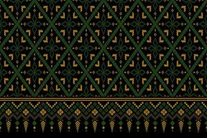 Green Cross stitch colorful geometric traditional ethnic pattern Ikat seamless pattern border abstract design for fabric print cloth dress carpet curtains and sarong Aztec African Indian Indonesian vector