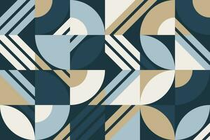 Chic, minimalist artwork with abstract geometric shapes in a Bauhaus-inspired pattern. Features a harmonious mix of circles and rectangles in a cool, modern color palette vector