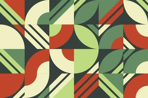 Abstract geometric pattern with a mix of circles and rectangles, showcasing a retro Bauhaus influence in a modern Scandinavian style, ideal for trendy wallpapers and fabrics vector