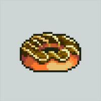 Pixel art illustration Donut. Pixelated Donut. Donut pixelated for the pixel art game and icon for website and video game. old school retro. vector