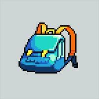 píxel Arte ilustración mochila. pixelado mochila. colegio mochila bolso pixelado para el píxel Arte juego y icono para sitio web y vídeo juego. antiguo colegio retro vector