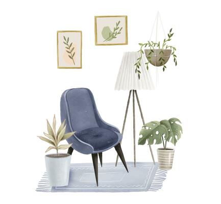 Watercolor aesthetic room decor and indoor Vector Image