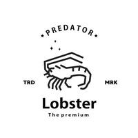 vintage retro hipster lobster logo vector outline monoline art icon