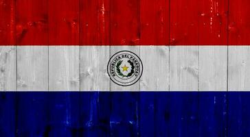 Flag of Republic of Paraguay on a textured background. Concept collage. photo