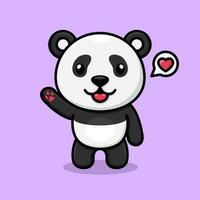 cute cartoon panda, saying hello. vector