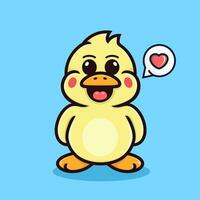 Cute duck cartoon, standing straight. vector