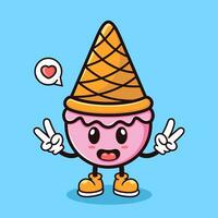 cute cartoon ice cream peace greetings. vector