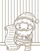 contento Papa Noel claus personaje Navidad dibujos animados fiesta colorante actividad para niños y adulto vector