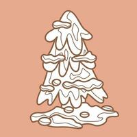 invierno Navidad árbol dibujos animados digital sello contorno vector