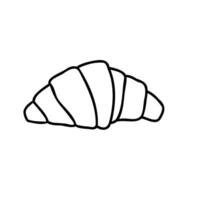 Vector croissant icon or logo symbol. Hand drawn illustration isolated on a white background. For cafe menu, bakery or confectionery packaging label. Line glyph for food app and website.