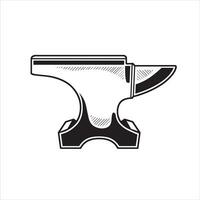 Blacksmith anvil. Symbol of work in forge. Outline icon illustration. Forging and manufacturing of steel isolated on white background vector