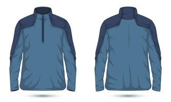 Casual quarter zip sweatshirt mockup front and back view vector