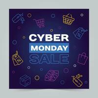 Cyber Monday Sale Banner. Promo Advertising Poster, Store Discount Flyer or Off Voucher. Vector Illustration, Abstract Background.